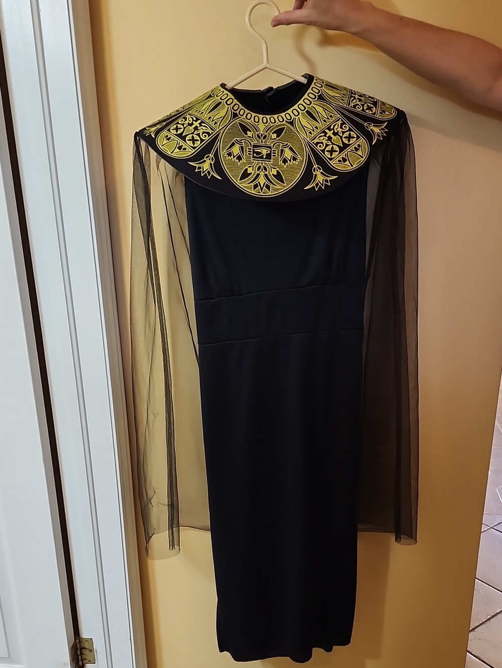 Disguise Black Maxi Dress with Gold Embroidered Collar